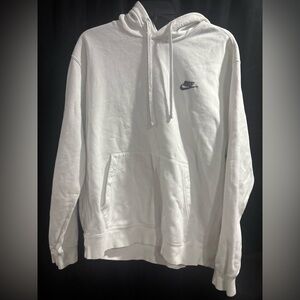 Nike Men's White Hoodie with Logo